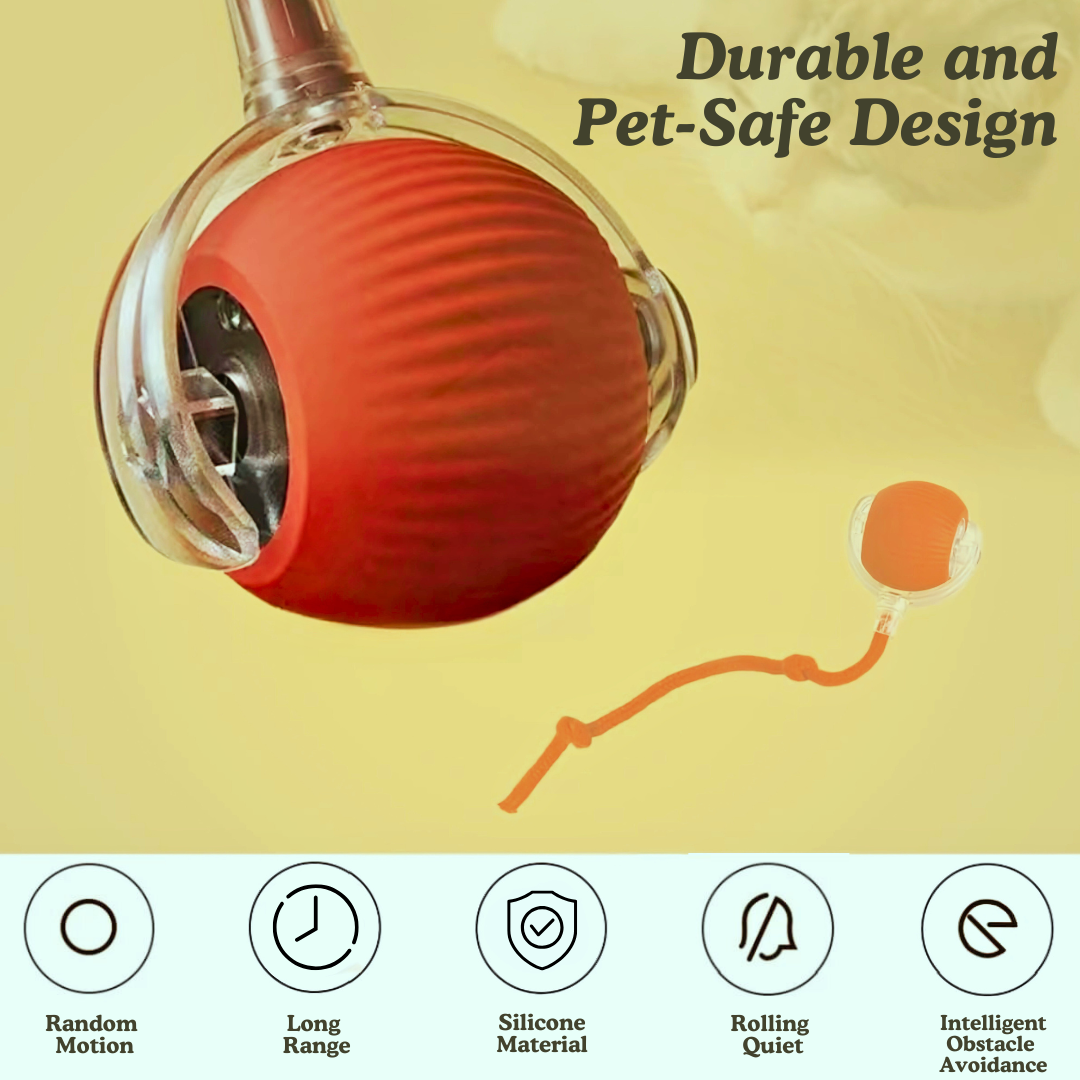 Self Rolling Cat Toy Ball with Tail