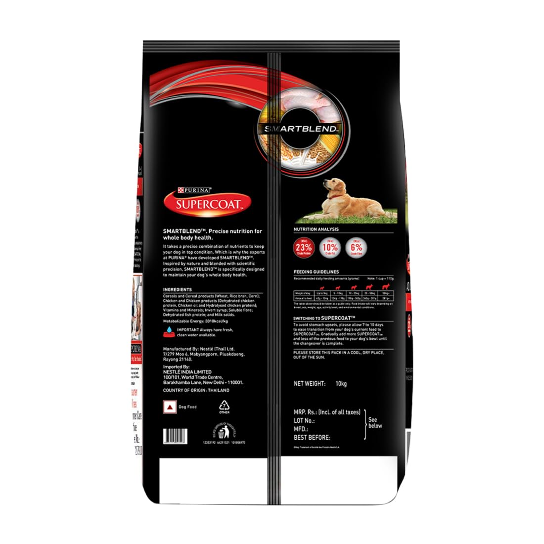 PURINA SUPERCOAT Adult Dry Dog Food, Chicken- 3Kg Pack