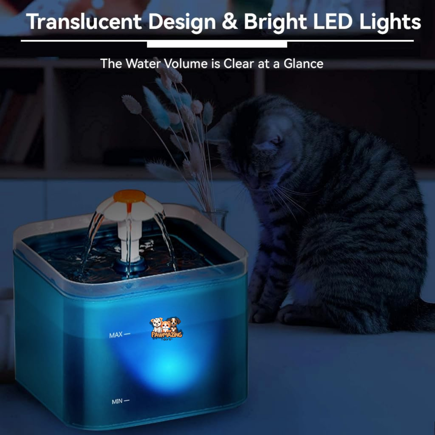 Black Pet Fountain with Led Light