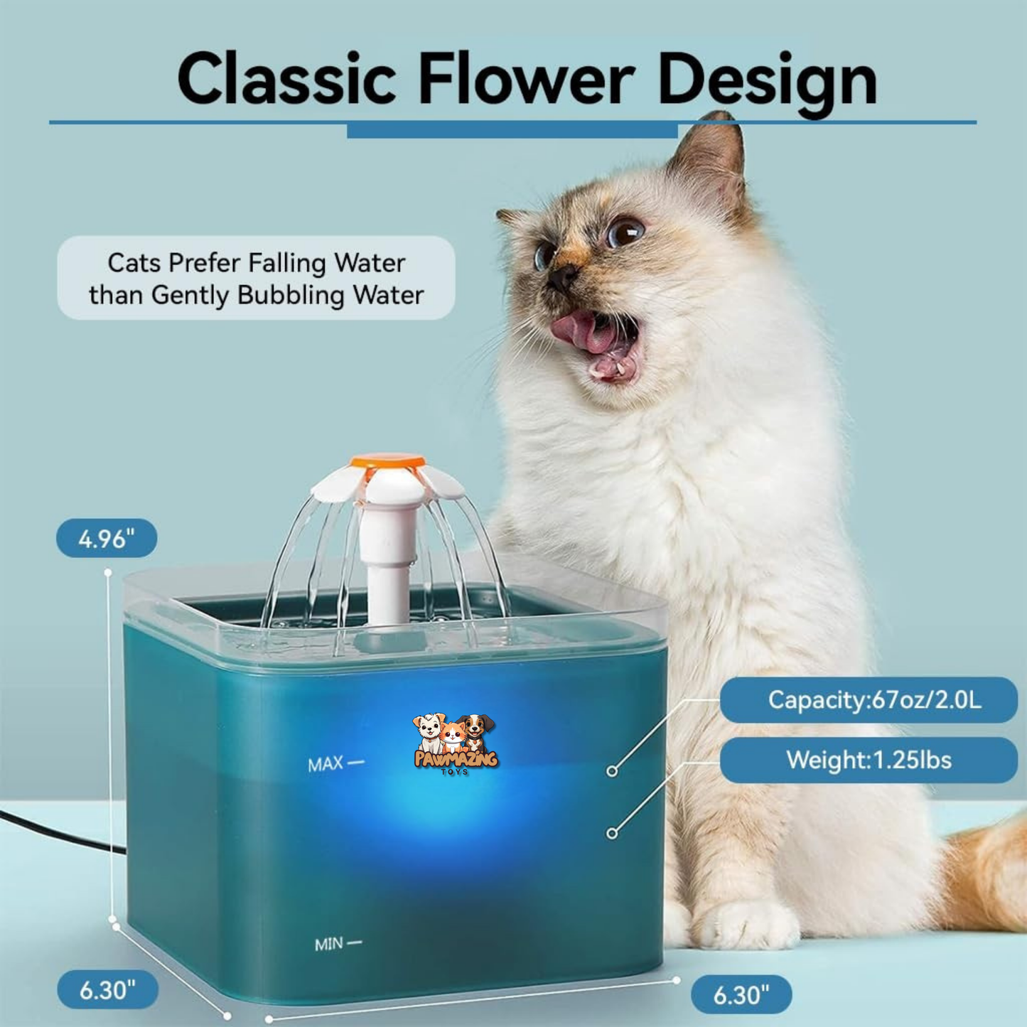 Black Pet Fountain with Led Light