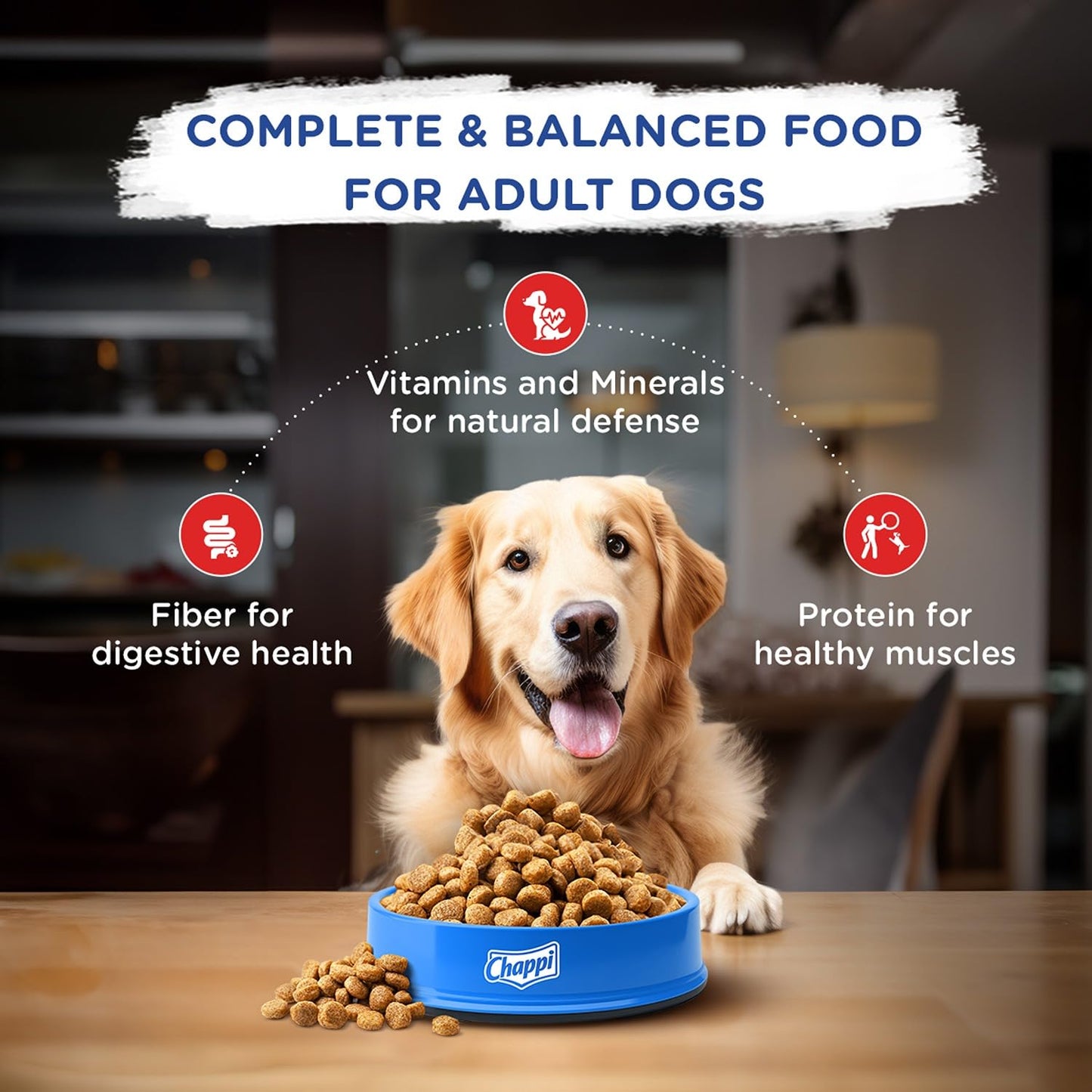 Chappi Adult (1+ Years) Dry Dog Food, Chicken & Rice, 2.8 kg, Complete and Balanced Food for Adult Dogs,