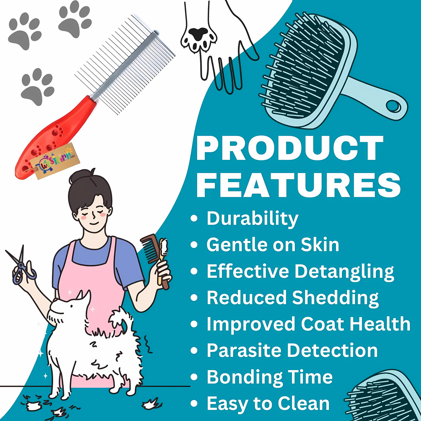 Double Sided Comb Plastic Handle