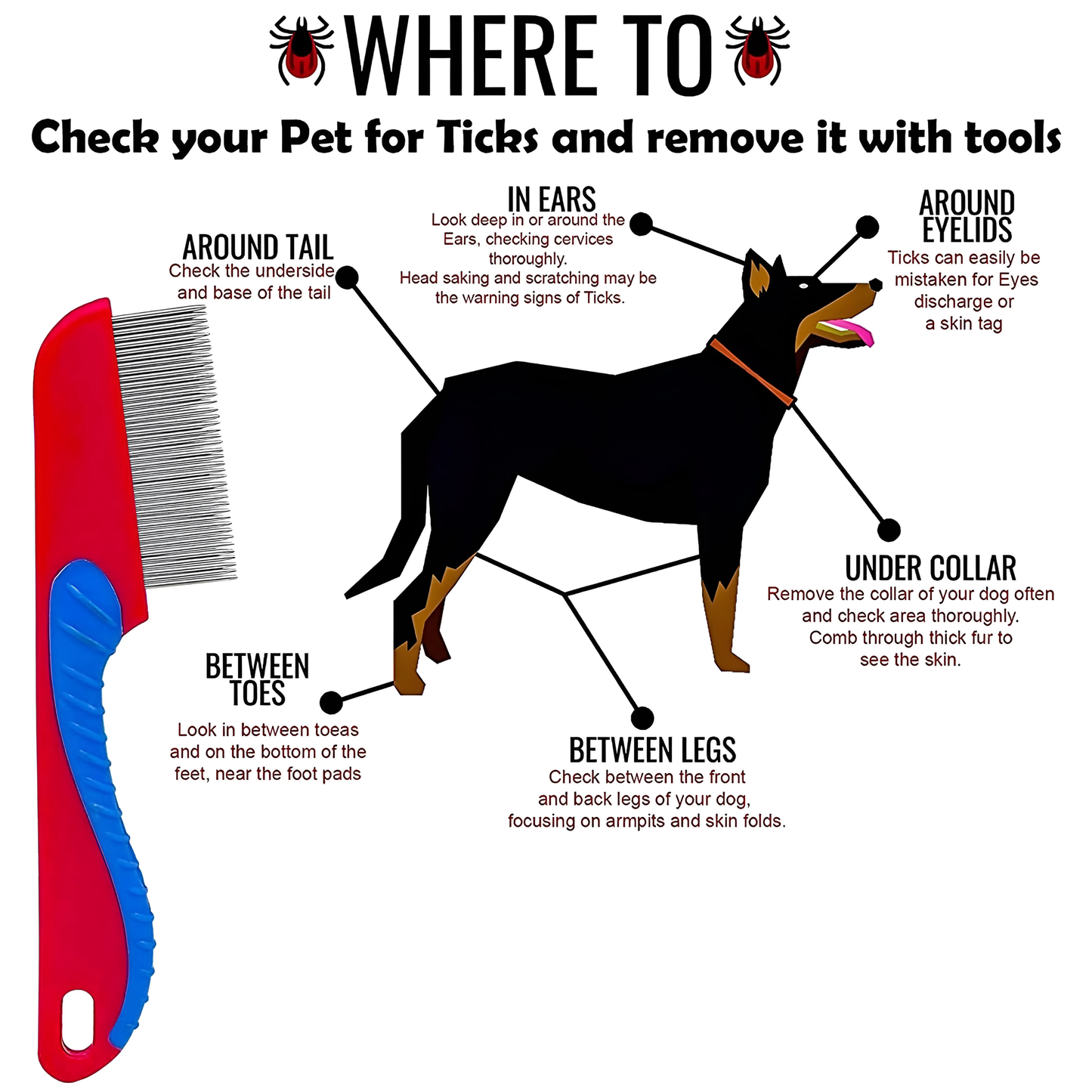 Flea Comb Small Bristles