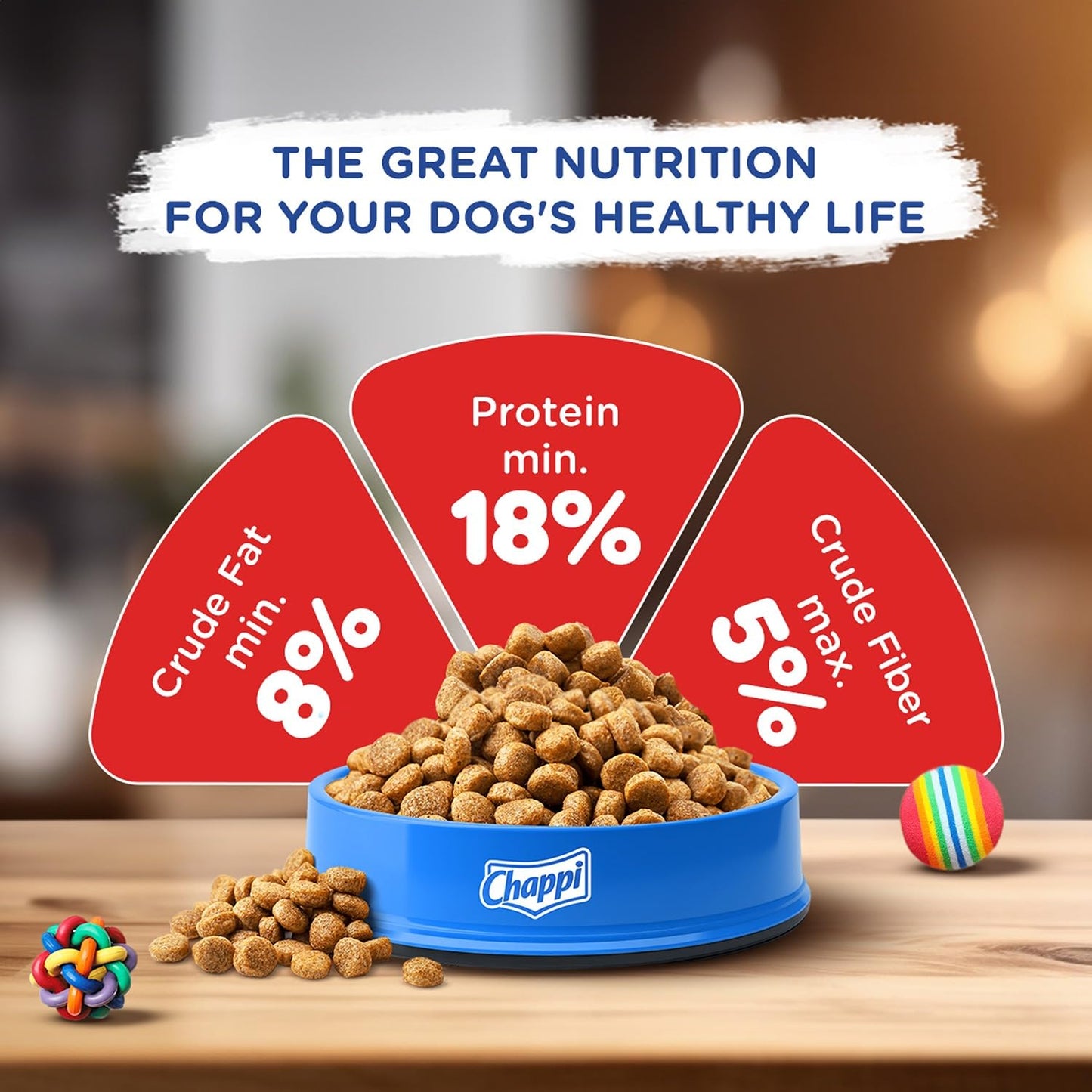Chappi Adult (1+ Years) Dry Dog Food, Chicken & Rice, 2.8 kg, Complete and Balanced Food for Adult Dogs,