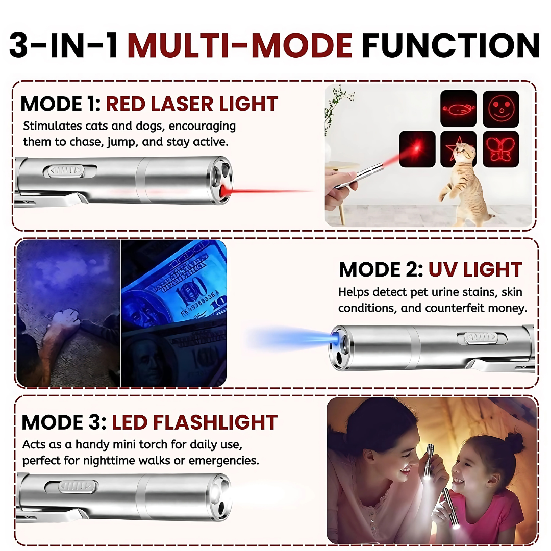 3 in 1 USB Laser Pointer Cat Teasing Toy