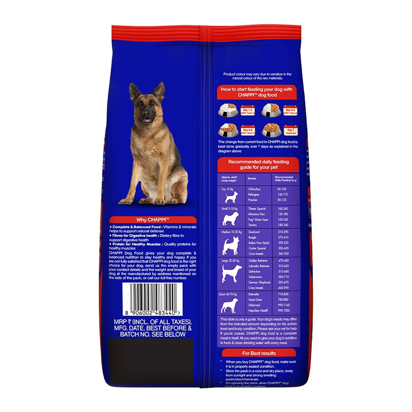 Chappi Adult (1+ Years) Dry Dog Food, Chicken & Rice, 2.8 kg, Complete and Balanced Food for Adult Dogs,