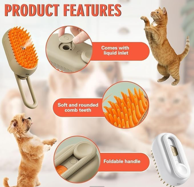 3 In 1 Electric Pet Steam Brush