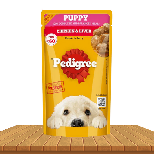 Pedigree Chicken & Liver Chunks in Gravy Puppy Wet Food – 130g