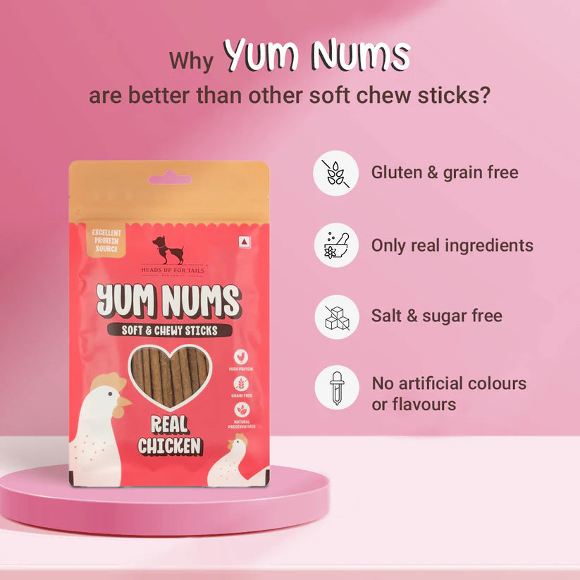 Yum Nums Soft & Chewy Sticks – Real Chicken – 75g
