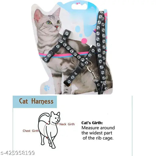 Printed Cat Harness With Leash